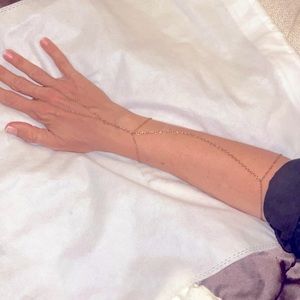 Arm chain cage bracelet gold tone dainty band